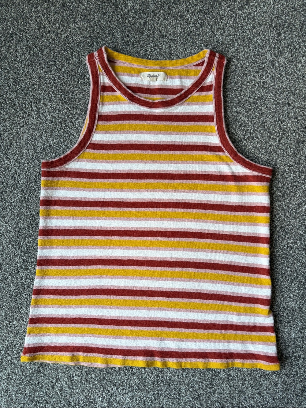 Madewell Westville Tank Top in Red Gold White Stripes size Medium